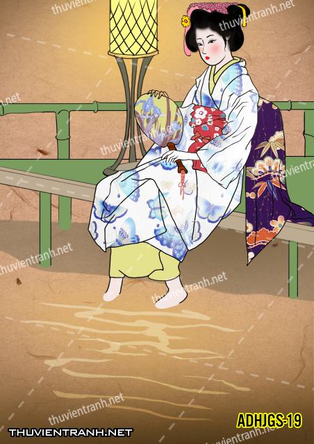 Tranh dán tường Cô gái  Nhật Bản mặc kimono, tranh minh họa cô gái Nhật Bản xưa -ADHJGS-19 - Kết quả tìm kiếm tranh tường